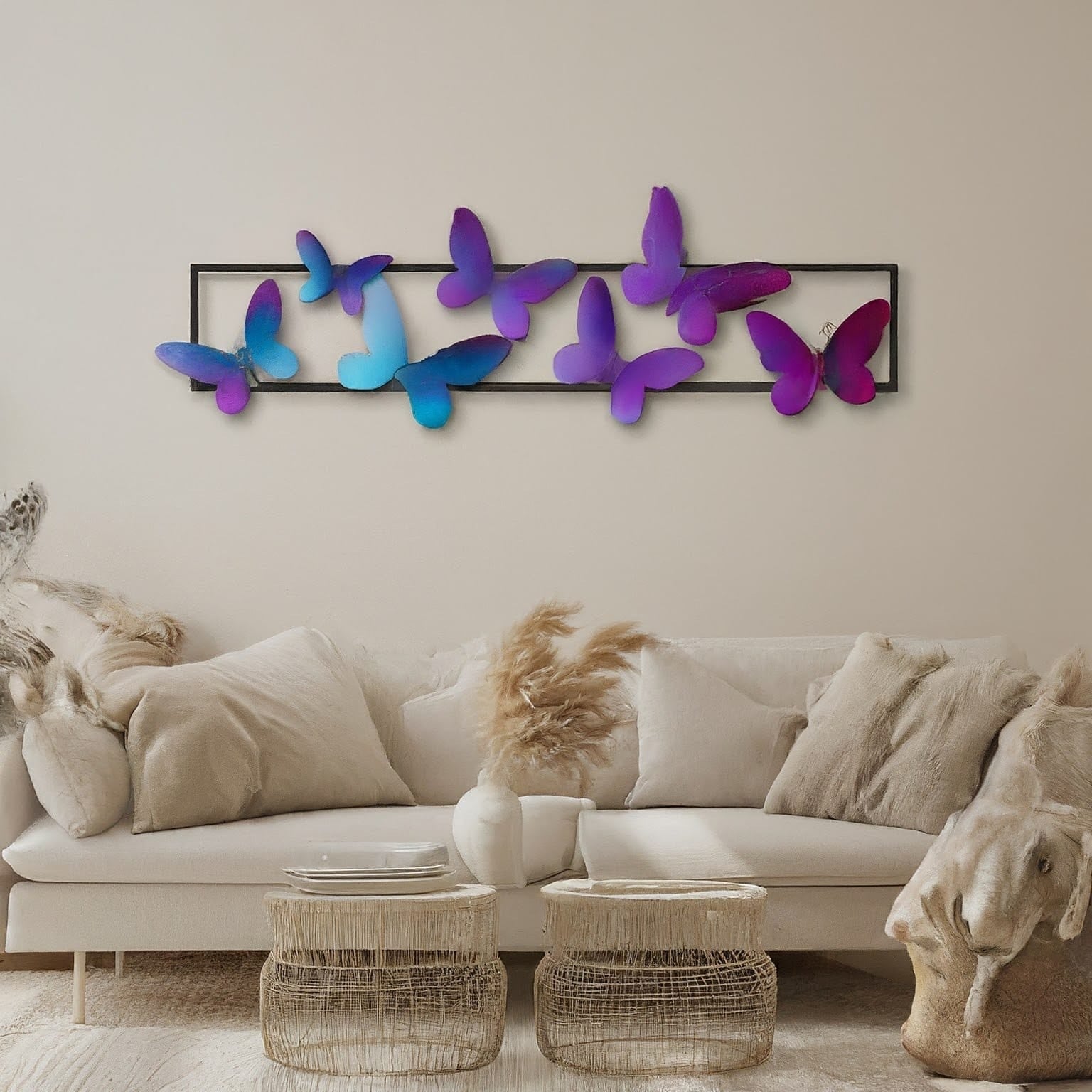 Wall-mounted metal butterflies