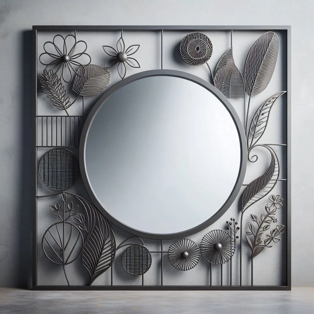 Artistic Bronze Leaf Round Wall Mirror