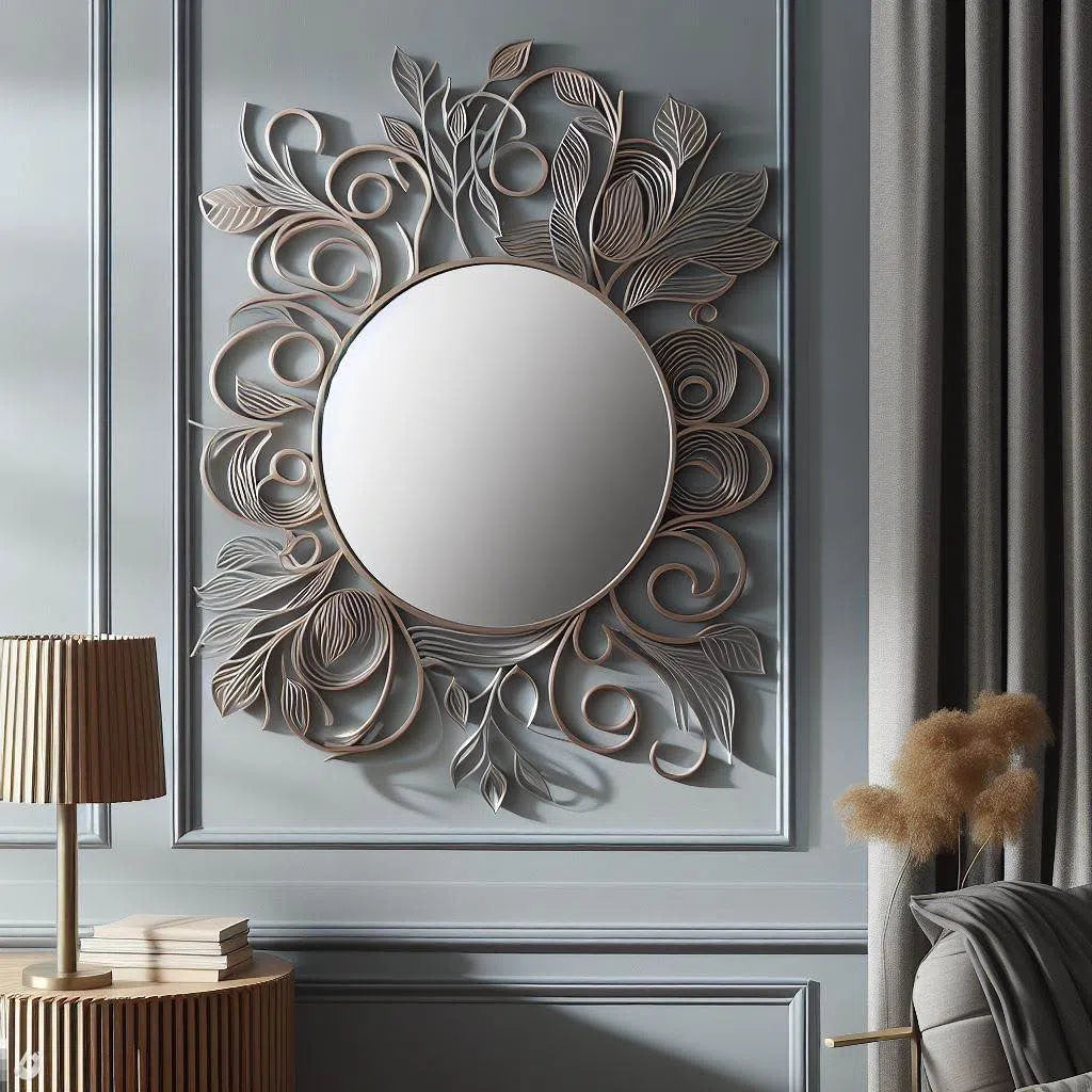 Floral Fantasy: Enchanting Wall Mirror with Nature-Inspired Frame
