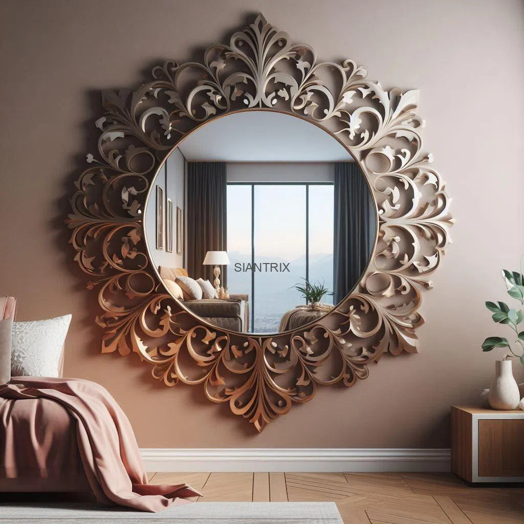 Golden Elegance : Artisan Wall Mirror