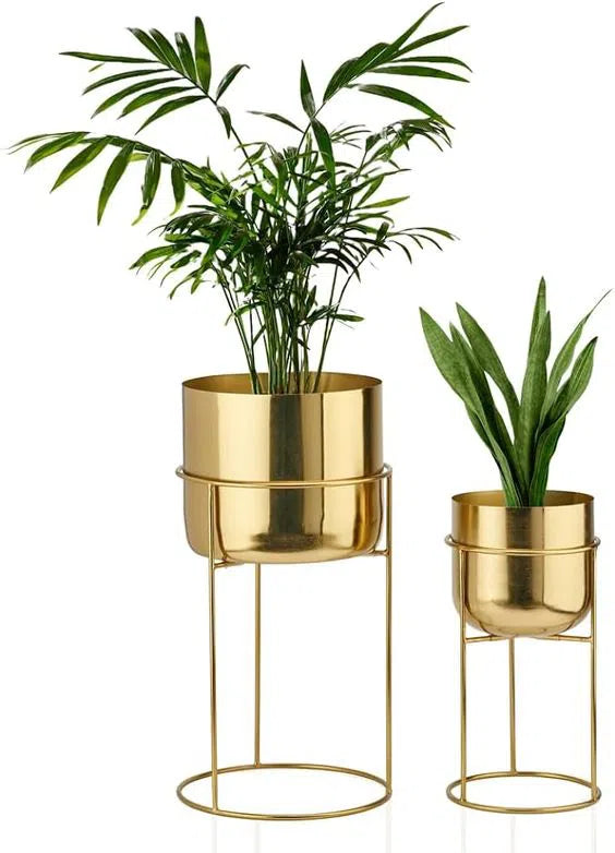 Goldtone Metal Contemporary Planter