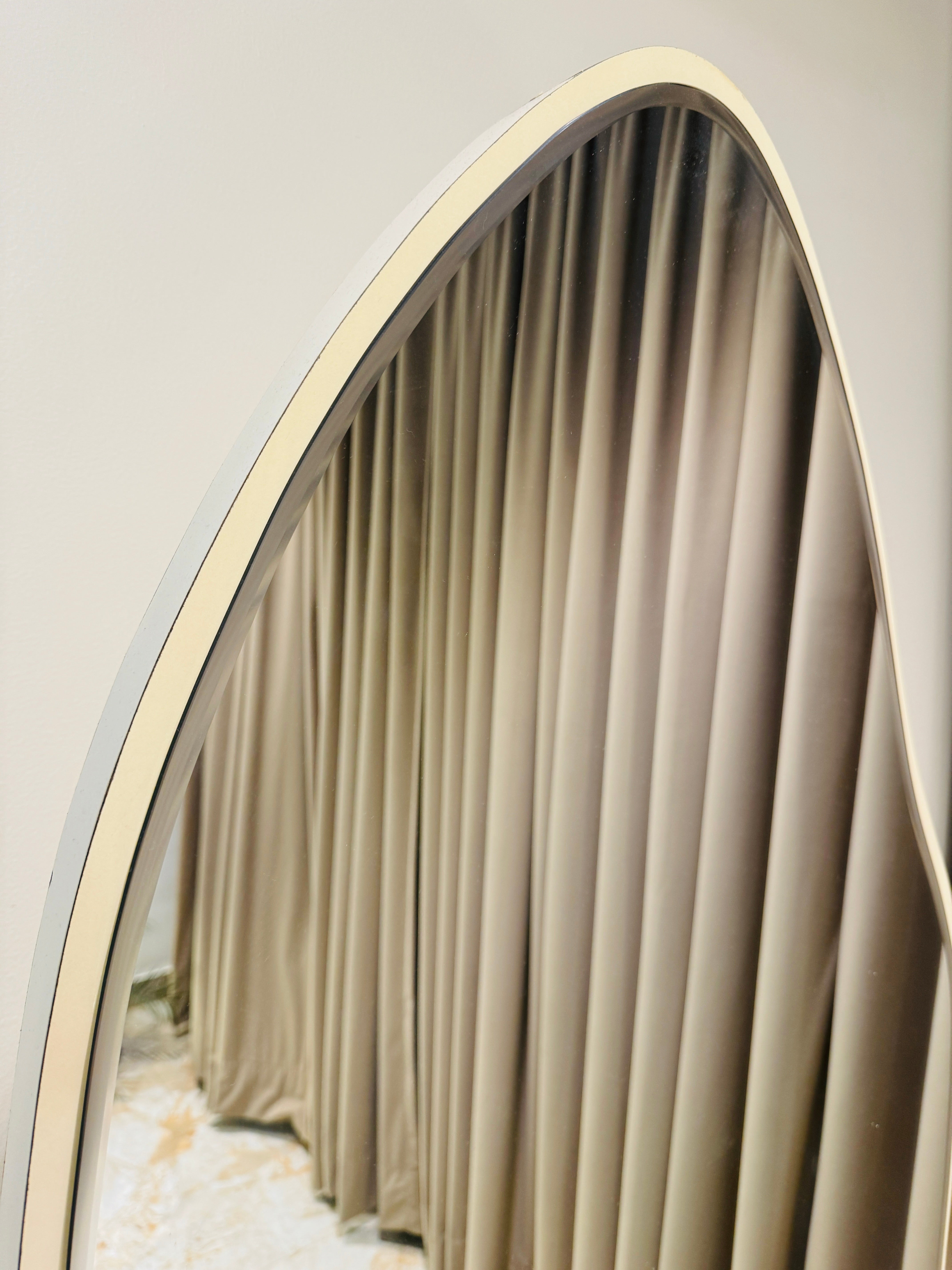 Artistic Abstract Mirror with Stylish Wooden Base