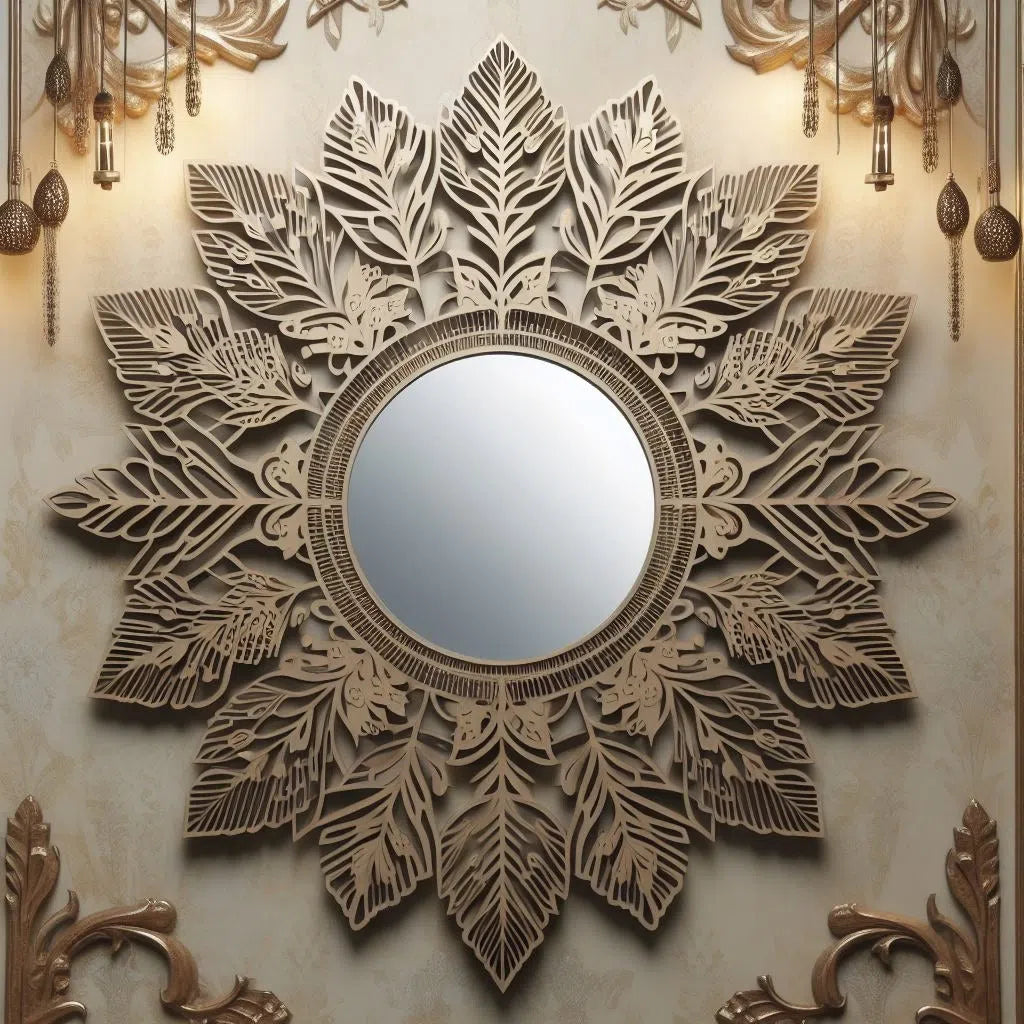 Luxurious Wall Mirror with Floral Artistry