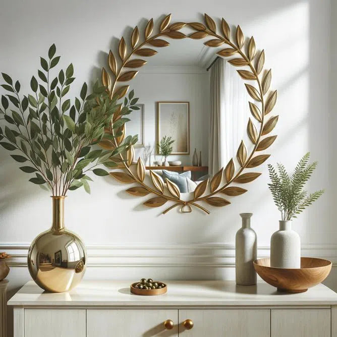 Luxury Gold Leaf - Round Wall Mirror