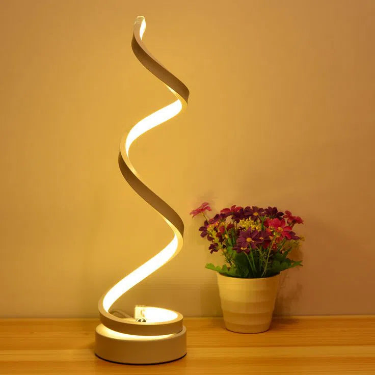 Sleek Spiral Ribbon Metal Table Lamp