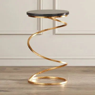 Spiral base black marble table