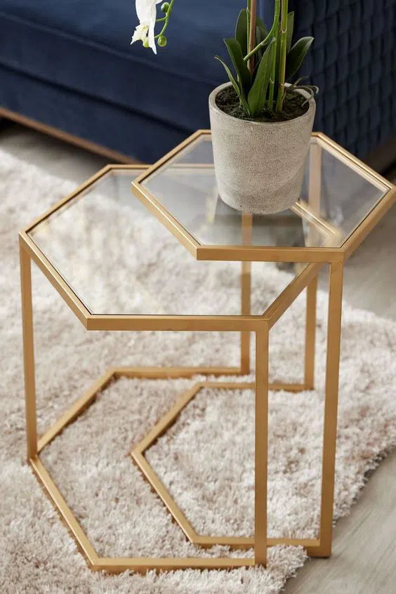 Stylish polygonal nesting side table